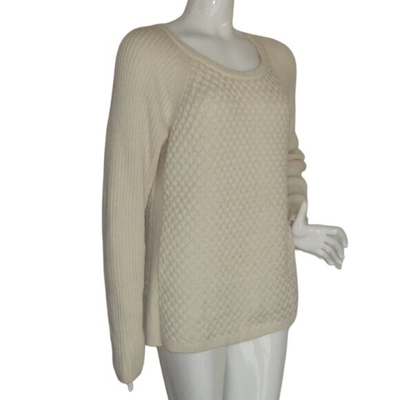 CALVIN KLEIN Sweater, L, Mixed texture knit, Long sleeve, Cream, Crew neck - Picture 2 of 10